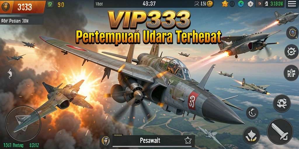 Antarmuka permainan VIP333 yang dinamis dan interaktif dalam pertempuran pesawat.