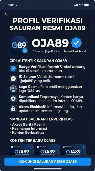 Tampilan kanal resmi oja89